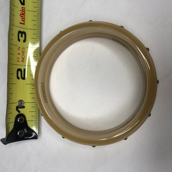 ZENZll Studded Rebel Bangle Bracelet Creamy Marbled Beige Resin 2 Bangles - Picture 8 of 8